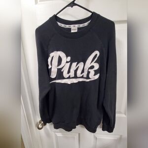 PINK Victoria's Secret Black White Sweatshirt Side Pockets Oversized